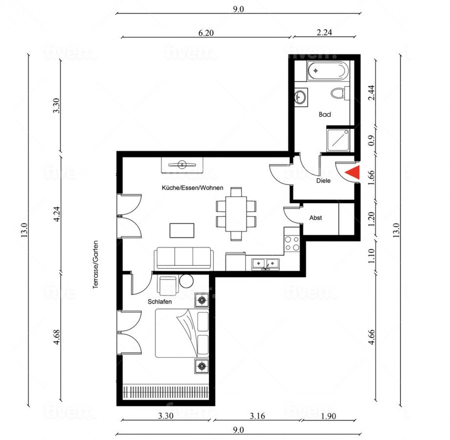 Grundriss Etagenwohnung Deggendorf