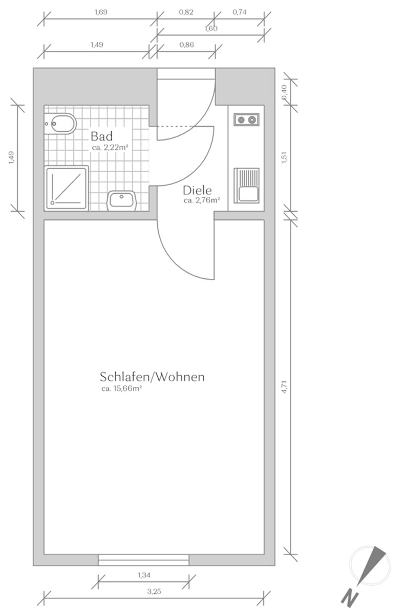 Grundriss EG - Apartment Erdgeschosswohnung M�nchen