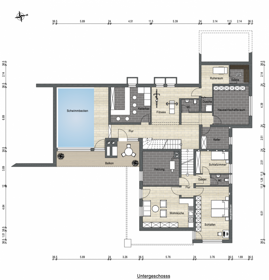 Grundriss UG Einfamilienhaus Grafenau